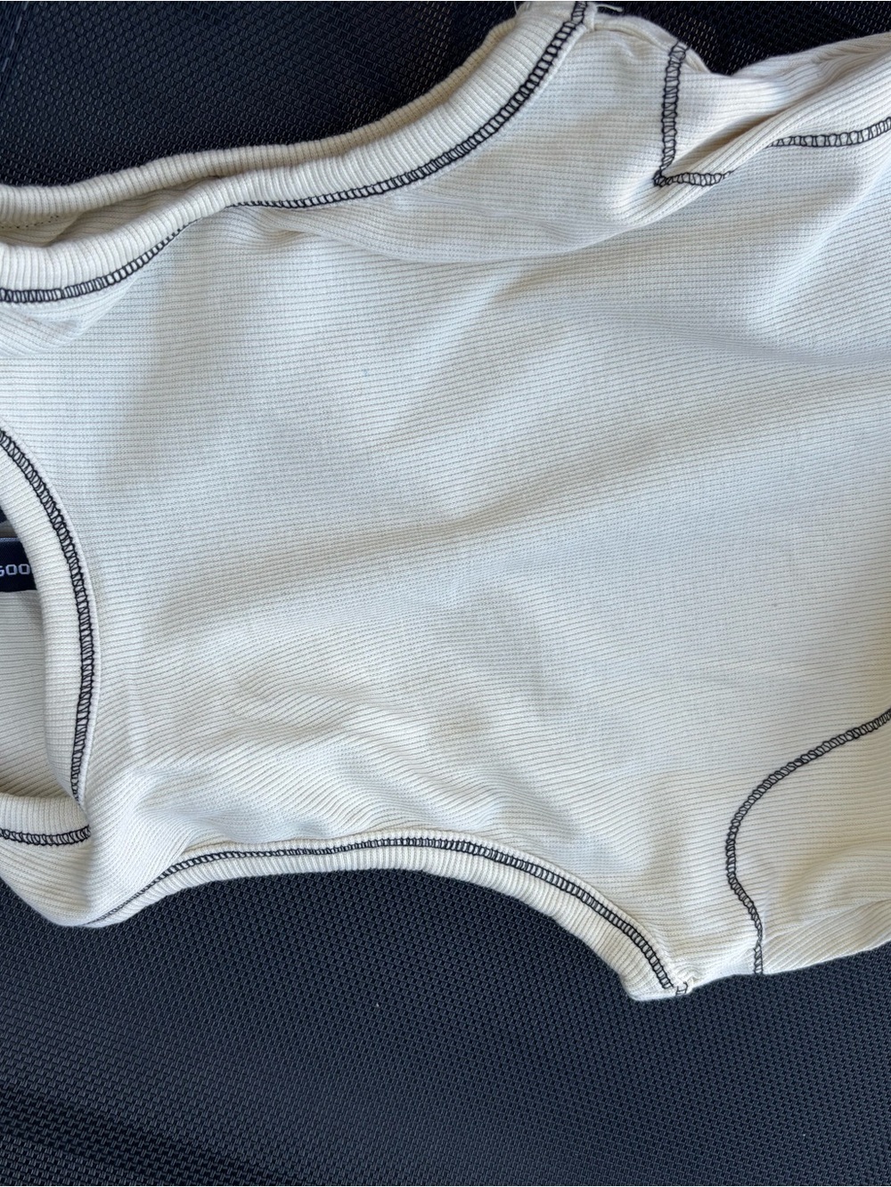Cream Ribbed Tank Top with Contrast Stitching - Picture 6 of 6